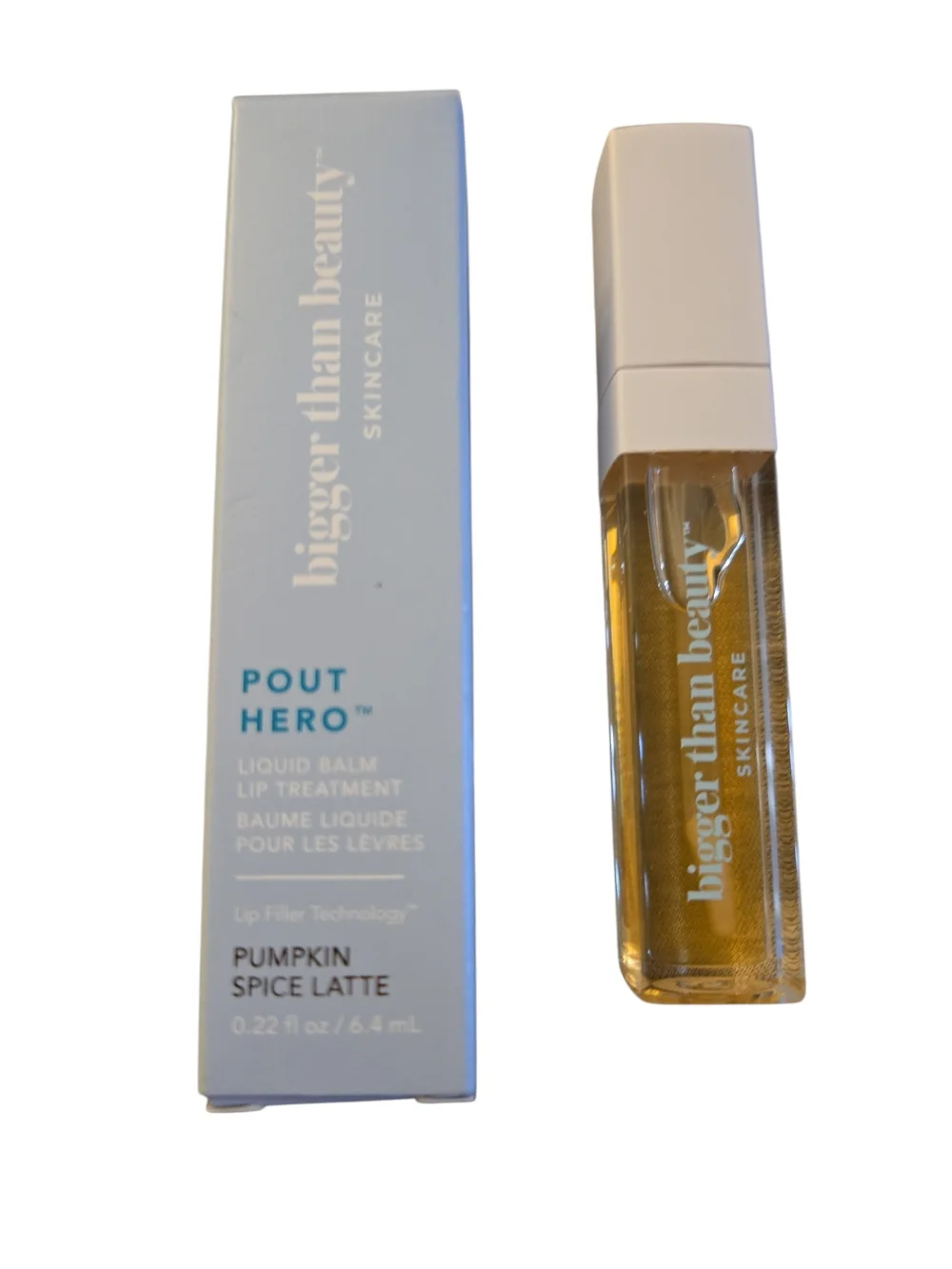 NWT Bigger Than Beauty Pout Hero Liquid Balm Lip Treatment Pumpkin Spice Latte